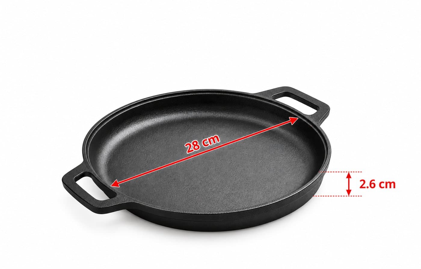 Gusseisen-Pfanne 28 cm mit zwei Griffen