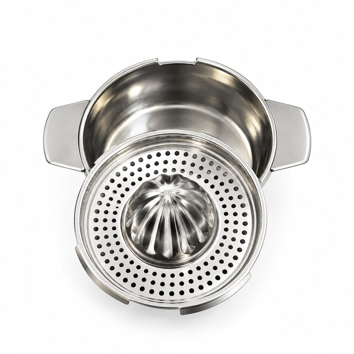 Exprimidor de cítricos de acero inoxidable 17 cm con recipiente